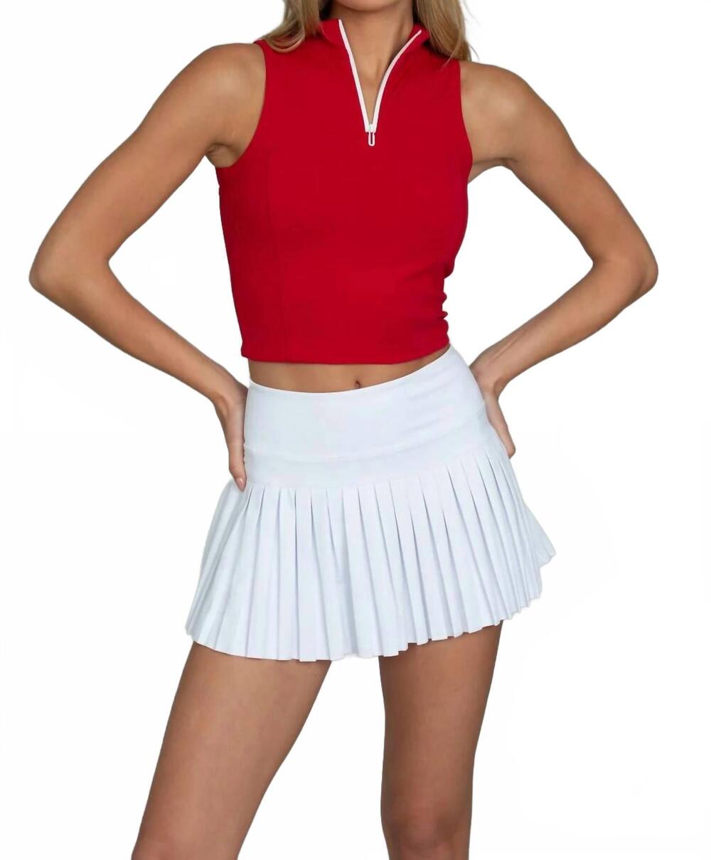 NEW GOLD HINGE pleated tennis skirt in off-white